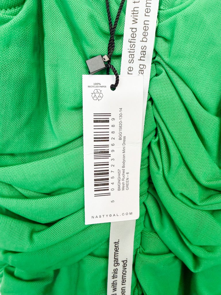 Nasty Gal Mesh Ruched Bodycon Mini Dress Green — image 3 of 5